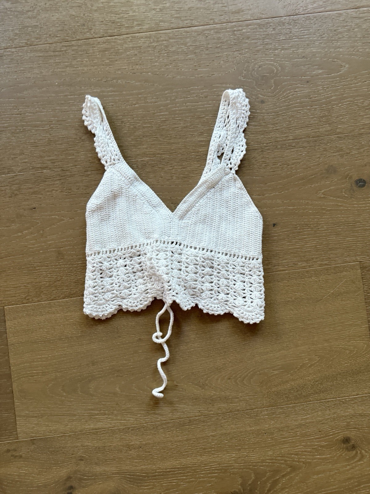Forever 21 White Crochet Cropped Tank Top Women’s Size S Shirt Cami
