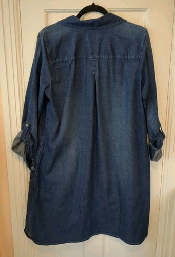 J Jill Camicia Donna CHAMBRAY Abito Indaco Denim Tasche Cotone Taglia M - Foto 12 di 12