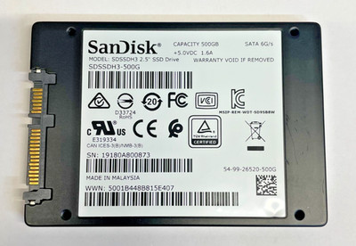 SanDisk 3D SSD SDSSDH3-500G 500GB Sata 2,5'' SSD 95% HEALTH mit WIN 11 PRO