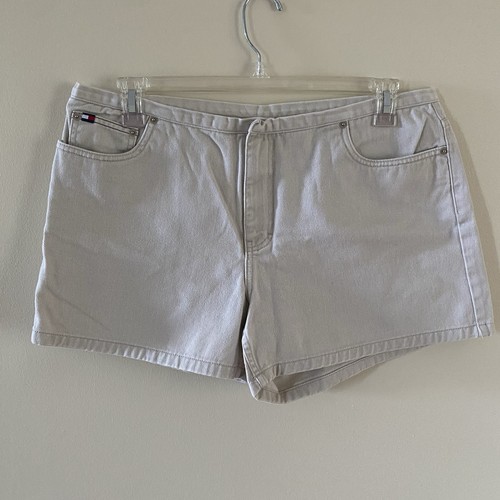 Vintage Women Tommy Hilfiger Jean Shorts Tan Beige Size 16 100% Cotton 4" Inseam - Picture 4 of 8