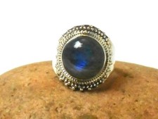 Natural Blue Labradorite Ring 925 Sterling Silver Gemstone Ring Women For Gift