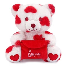 JIZWPOOM Valentines Day Plush- Sit Teddy Bear Stuffed Animal with Heart Envel...