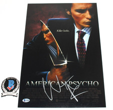 CHRISTIAN BALE SIGNED 'AMERICAN PSYCHO' 12x18 MOVIE POSTER BECKETT COA AUTOGRAPH