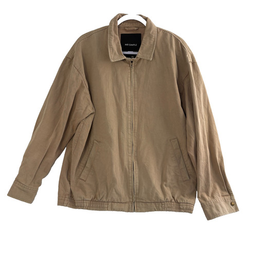 Mr Simple Men's Beige Cotton Harrington Jacket Size Large