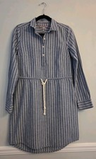 Tommy Hilfiger Womans white/blue striped roll tab sleeve shirt dress Size Small