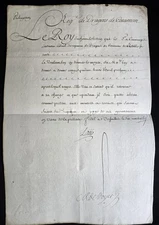 1753 - LOUIS XV MILITARY SIGNED LEAVE DOCUMENT – Regiment of Dragoons of Caraman