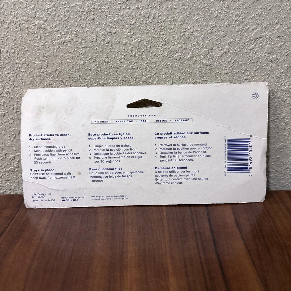 InterDesign 8 pulgadas de plástico blanco mediano multiusos 4 ganchos rack de colección 1994 Foto 4 de 4