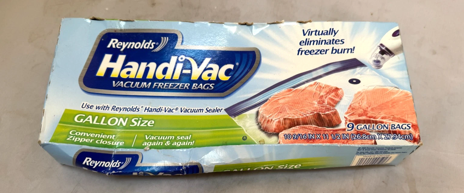 Reynolds Handi-Vac Vacuum Freezer Bags Gallon Size — 9 Bags NEW & UNOPENED HTF