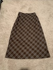 Vintage Brown Plaid Skirt Tag Size L Fits Like S