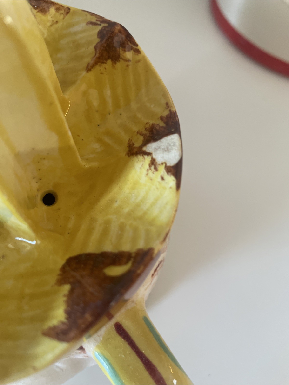 Vintage Ceramic Juicer/Reamer Yellow & Brown Man W/ Sombrero Hat 6”Tall