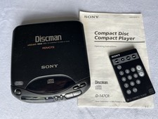 SONY Discman CD Player Walkman D-147CR with Remote Control & Manual - Tested