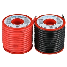 12 Gauge Silicone Wire Spool Red and Black Each 25Ft Flexible 12 AWG Stranded Ti