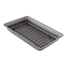 Chef Pomodoro Nonstick Carbon Steel Small Roasting Pan with Rack, Roasting Pa...