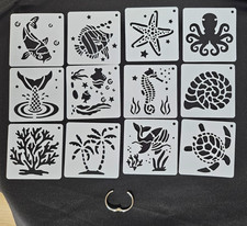 25pc Ocean Life  Botanical Stencils   Reusable Plastic DIY Craft Templates