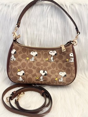 Coach X Peanuts Teri Shoulder Bag In Signature Canvas With Snoopy