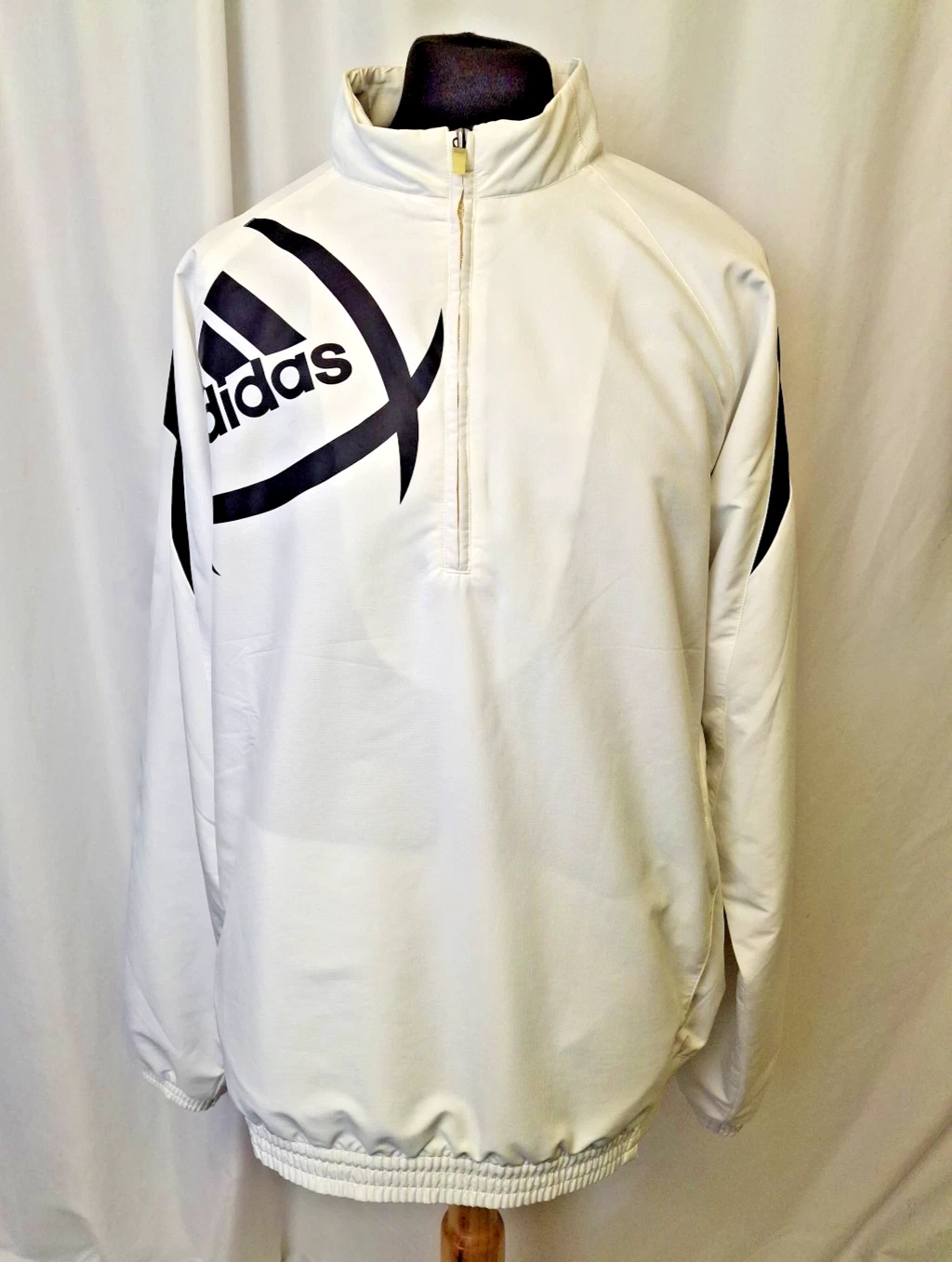 Adidas Vintage Windbreaker Jacket White 1/2 1/4 Zip Logo Men's XL C5669