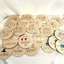 Rae Dunn Baby Photo Circles Discs Set Of 22 Milestones Months First Year Picture