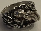 Vintage Womens/mens Sterling silver jaquar tiger lion ring 13.4g estate find!