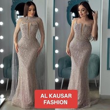 Luxury Gold Sequin Mermaid Gown with Dramatic Cape Sleeves Designer Evening Dres