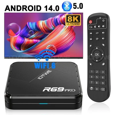 DE Smart 8K Android14 TV BOX WIFI Octa-core Netzwerk Media Player 4+64GB USB3.0 - Bild 1 von 4