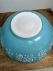 Vtg 444 PYREX TURQUOISE Blue Amish Butterprint Cinderella 4 Qt Mixing Bowl