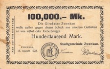 100.000 Mark - Zwenkau - Stadt - 15.8.1923