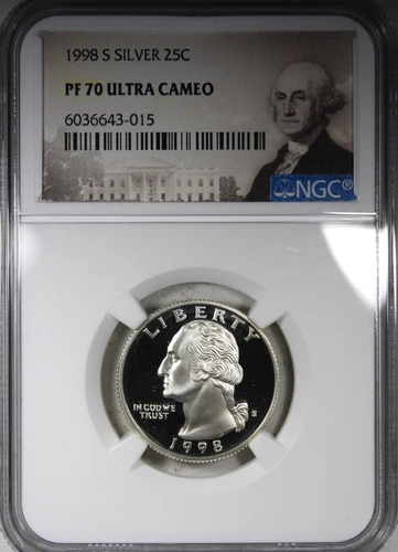 1998-S Silver Proof Washington Quarter NGC PF70 ULTRA CAMEO Nice Coin