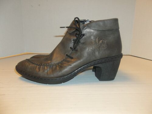 Rieker Botas Mujer 38/7.5 Rebecca Botín Gris Cuero Tacón Bloque - Imagen 4 de 7