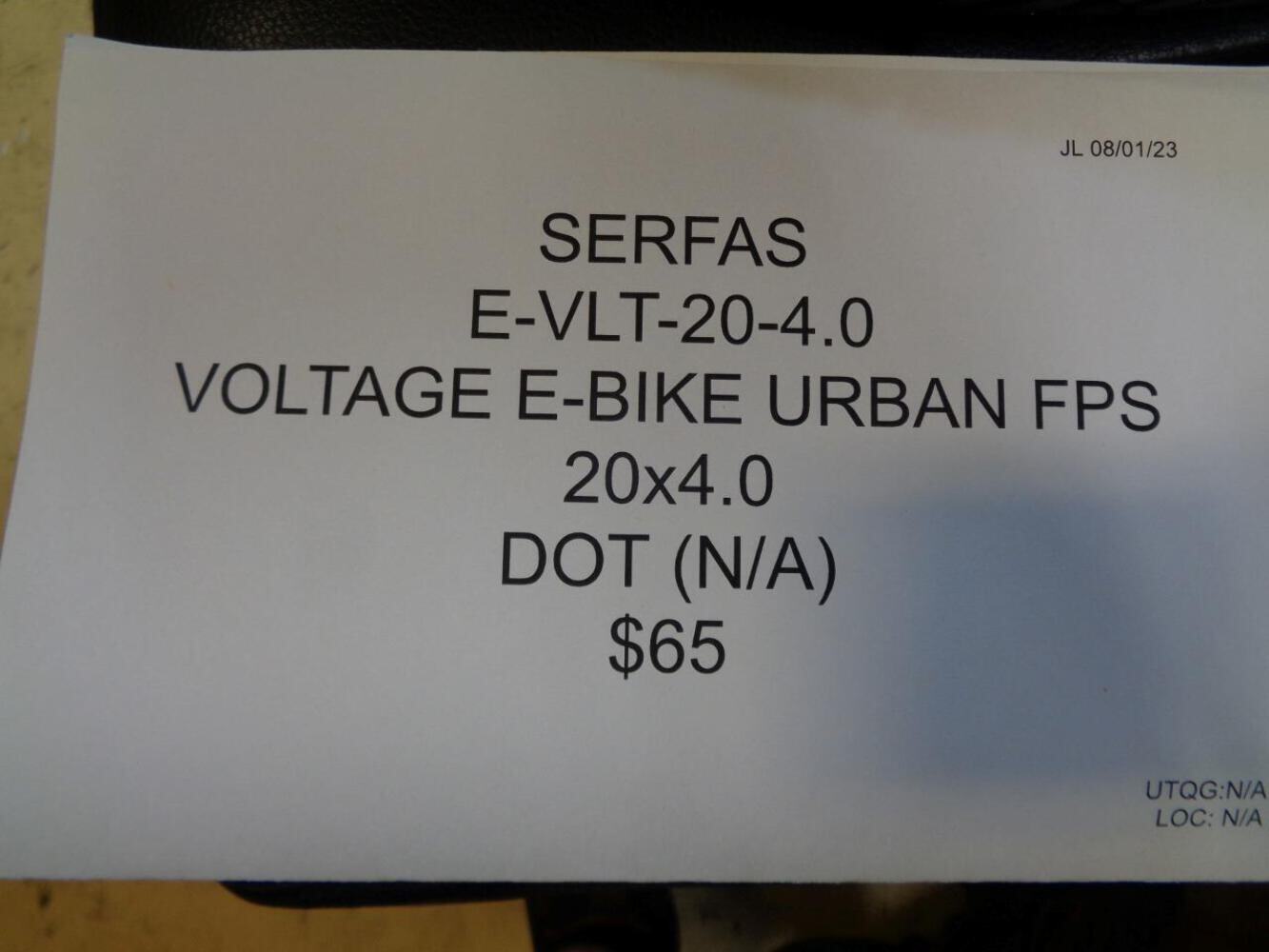 SERFAS VOLTAGE E-BIKE URBAN FPS REFLECTIVE SIDEWALL 20x4.0 E