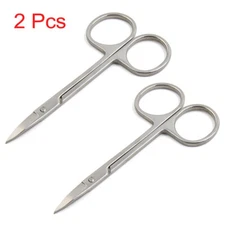 2pcs Stainless Steel Eyebrow Eyelash Trimmer Curved Edge Scissor Remover Tool