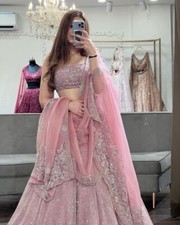 Indian Designer Wear Georgette Light Pink Lehenga Choli With Dupatta For Party