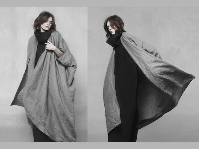 Avant-garde Linen Kimono Duster. Cocoon cardigan. Bohemian kimono. Poncho cape