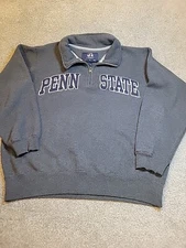 Mens Y2K Penn State 1/4 Zip Mock Neck Sweatshirt J America Gray Blue Small VTG