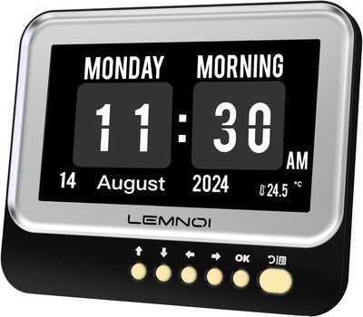 7 Inch Digital Calendar, Senior Clock with Date and Day of the Week, Wall Clock