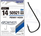 Owner Penny Hook 50921 Up Eyed Bait Hooks Fishing Worm etc Barbed Black Nickel