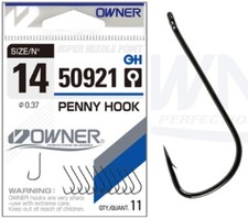 Owner Penny Hook 50921 Up Eyed Bait Hooks Fis...