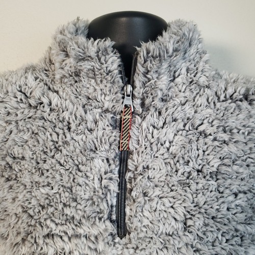 Weatherproof Vintage Frosty Tipped Sherpa 1/4 Zip Pullover Women's L Gray Soft - Picture 2 of 15