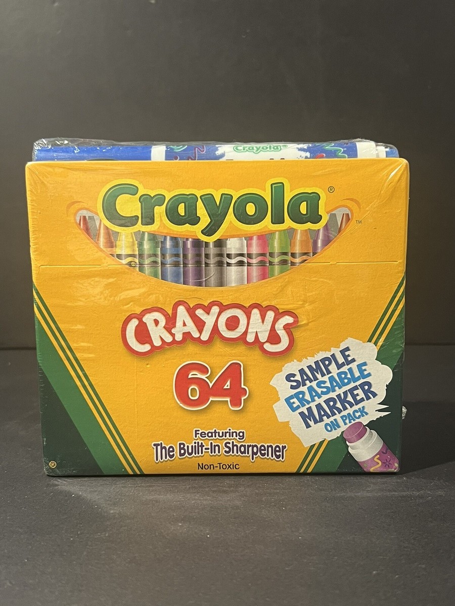 2004 Crayola Crayons Sealed Pack Of 64 w/ The Built-In Sharpener