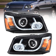 2Pcs LED DRL Head Lights For 2001-2007 Toyota Highlander Projector Front Lamps