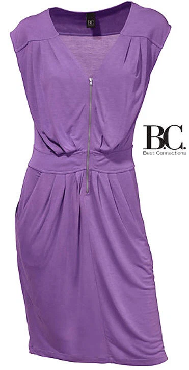 NEU HELLGRÜN ! FIGURBETONT SOMMER SHIRTKLEID RAFFUNGEN ZIPPER 34 42 B.C. *061526 - Bild 2 von 3