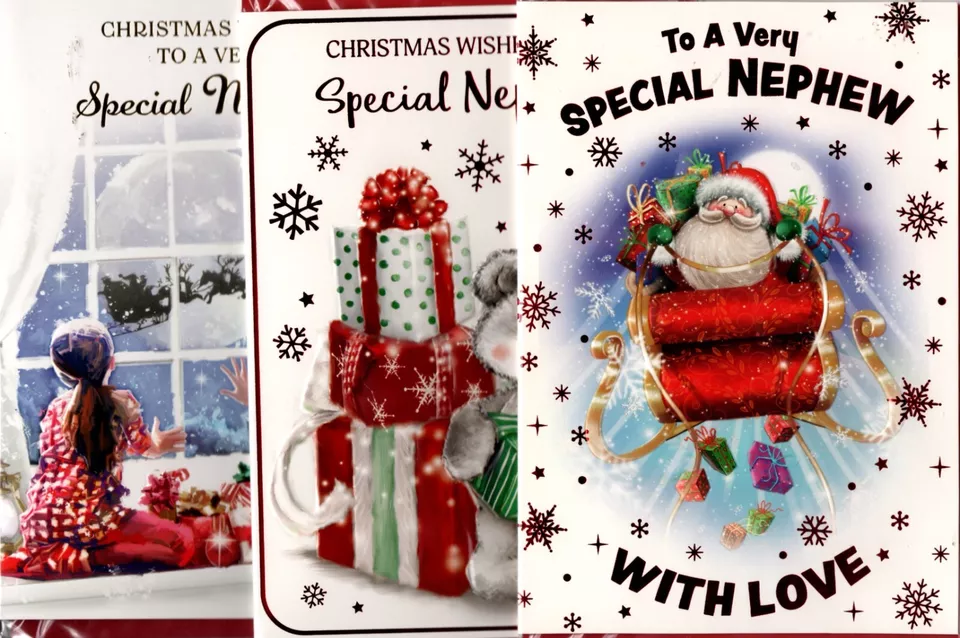 POPPY HILL Nephew Christmas Card Choice Traditional And Cute Designs 7"x5" B