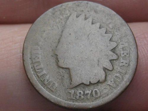 1870 Indian Head Cent Penny- Bold N, Good Details