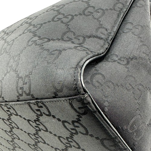 GUCCI Bamboo GG Canvas Tote Hand Bag silver Black Authentic - Picture 8 of 18