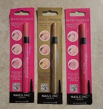 Nails Inc Londo-Mani Marker Nail Art Pens Bundle Of 3 (Gold+Pink) - Unopened!