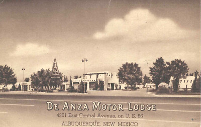 1950 Albuquerque NM-New Mexico, De Anza Motor Lodge, Route 66, Vintage Postcard