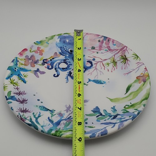 Pier 1 Imports Oktopus Koralle Melamin Salat Dessert Teller Maritim Küste X 4 - Bild 4 von 4