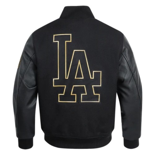ZM Pro Standard Los Angeles Dodgers Black Wool Varsity Jacket & Leather sleeve - Picture 4 of 5
