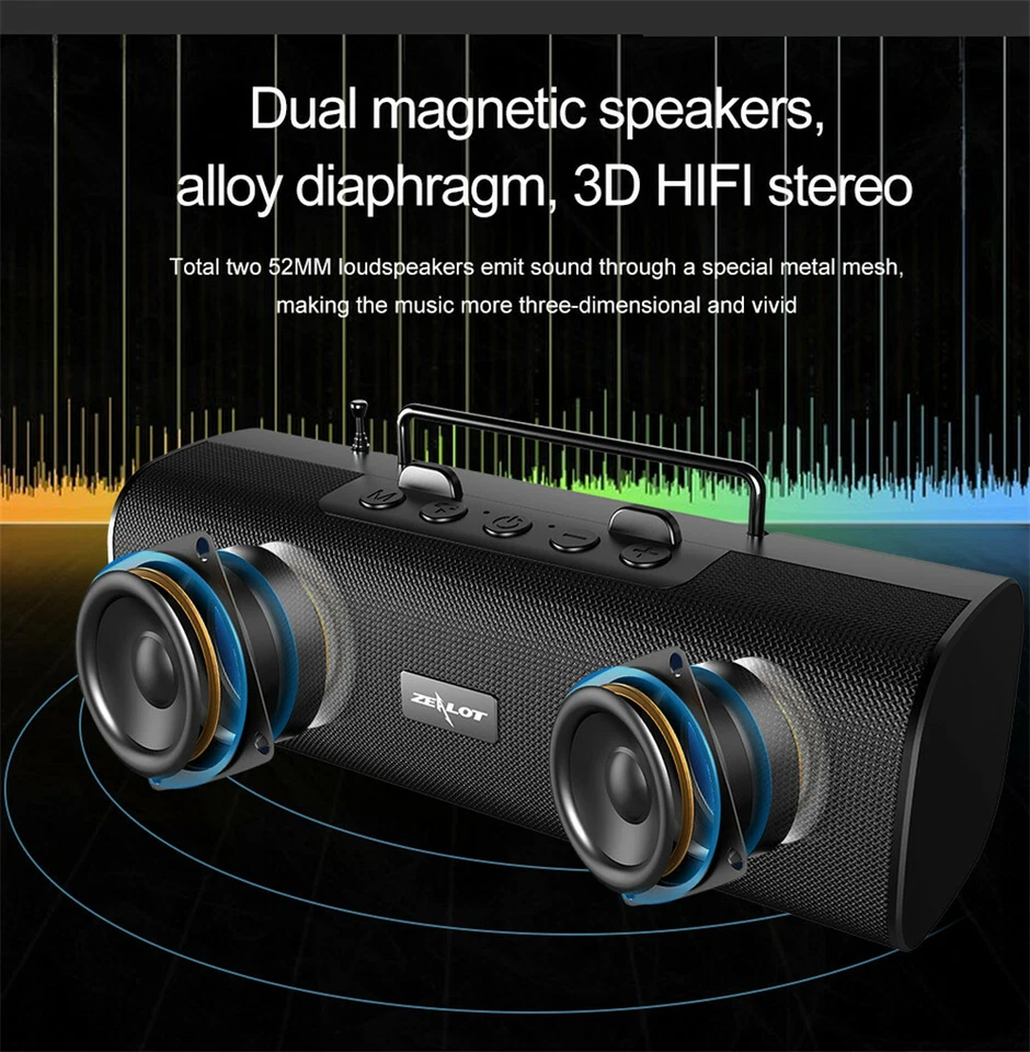 Wireless Bluetooth Speaker FM Radio Pair Column Speaker Built-in Mic - Image 4 of 4