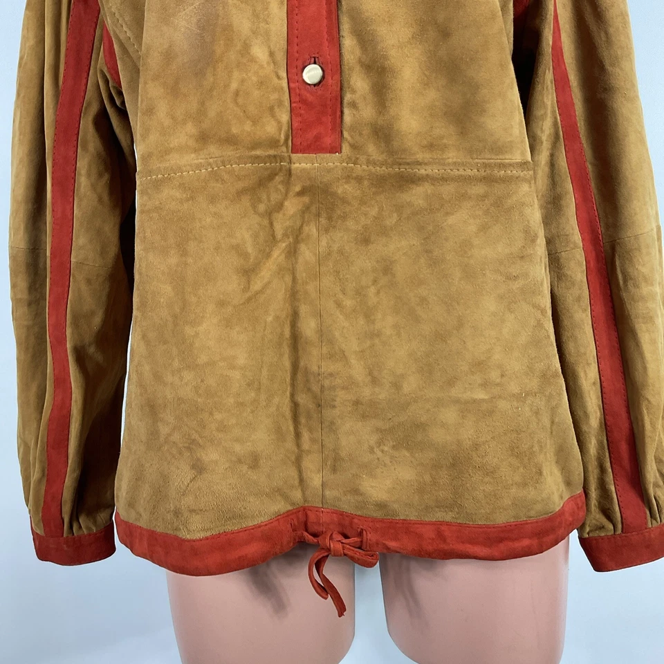 60’s Bonnie Cashin Gropper Brown Red Suede Pullover MOD Leather Jacket Coat L - Image 4 of 4