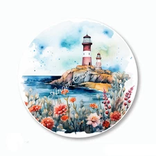 Summer Lighthouse Scrapbook Stickers Party Favors Envelope Seals Beach Labels